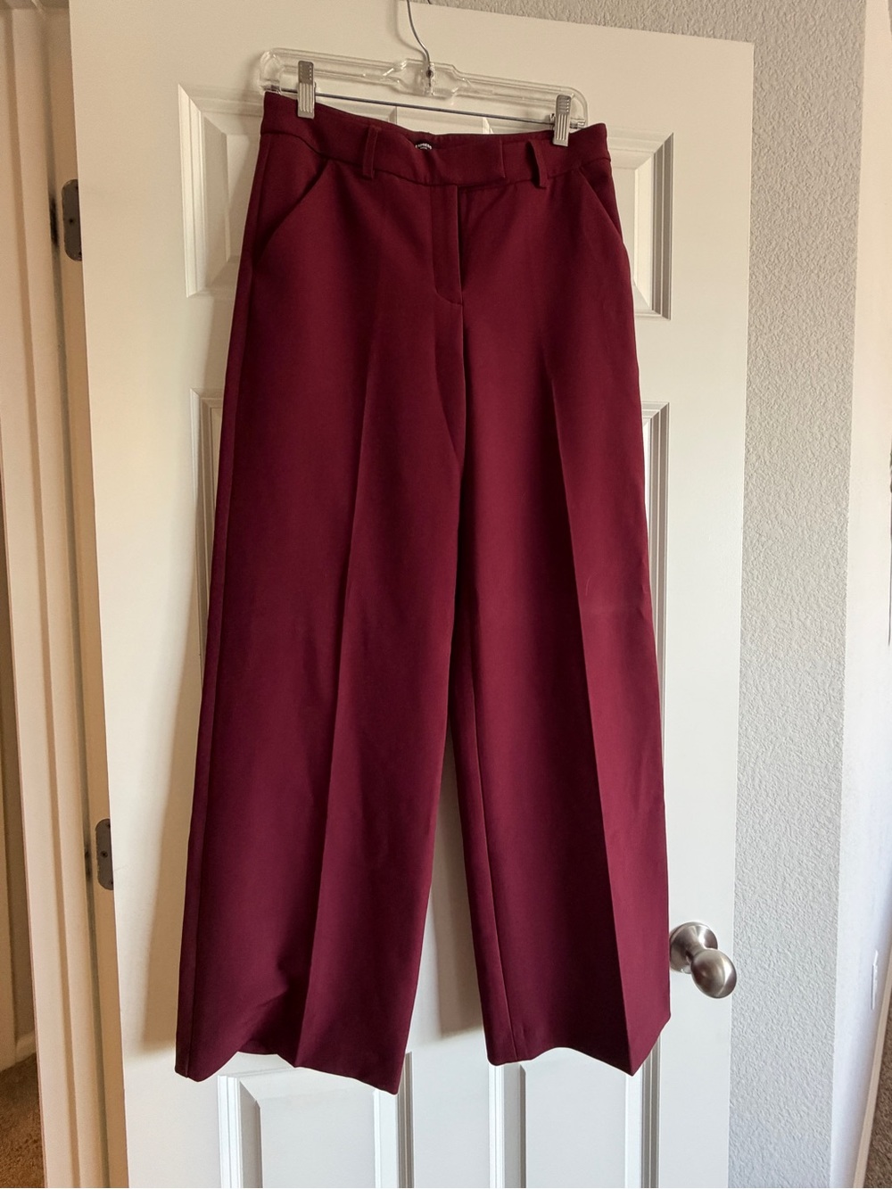 Express Wide-Leg Editor Trousers in Burgundy